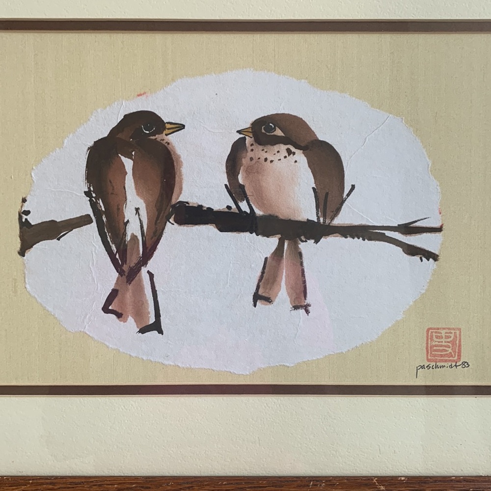 Vintage Rice Paper Brush Painting - Picture 2 of 8